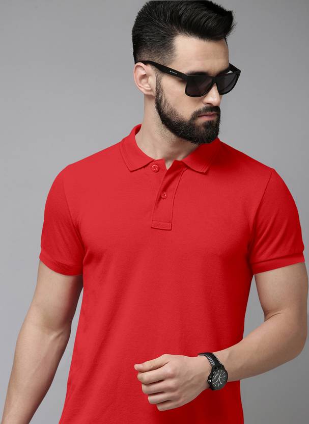 Men Solid Round Neck Polycotton