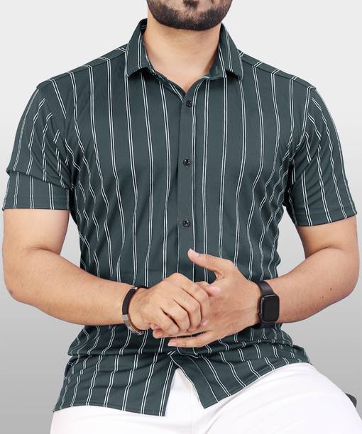 Men Striped Spread Collar Casual Shirt - Image 16